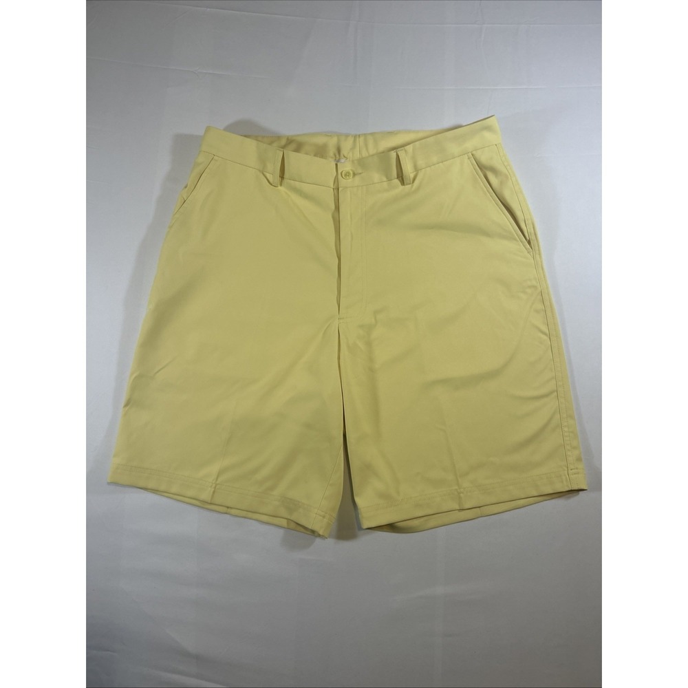 Pebble Beach Mens Performance Flat Front Golf Shorts Yellow Size 36